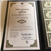Image 3 : 2009 Uncut Sheet of 4 1 Dollar US Bills in Leather Binder with COA