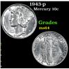 Image 1 : 1943-p Mercury Dime 10c Grades Choice Unc