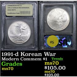 1991-d Korean War Modern Commem Dollar $1 Graded GEM++ Perfection By USCG