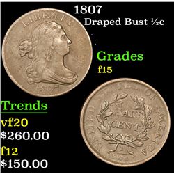 1807 Draped Bust Half Cent 1/2c Grades f+