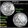 Image 1 : 1942-p Walking Liberty Half Dollar 50c Grades Select+ Unc