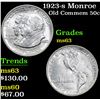 Image 1 : 1923-s Monroe Old Commem Half Dollar 50c Grades Select Unc