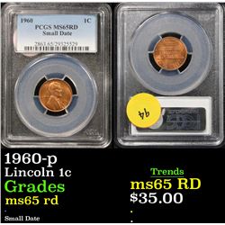 PCGS 1960-p Small Date Lincoln Cent 1c Graded  GEM RD By PCGS