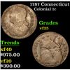 Image 1 : ***Auction Highlight*** 1787 Connecticut Colonial Cent 1c Grades vf+ (fc)