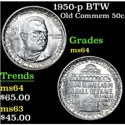 1950-p BTW Old Commem Half Dollar 50c Grades Choice Unc