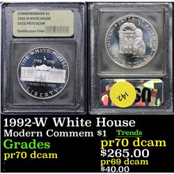 1992-W White House Modern Commem Dollar $1 Graded GEM++ Proof Deep Cameo By USCG