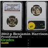 Image 1 : NGC 2012-p Benjamin Harrison Presidential Dollar $1 Graded  Gem+ By NGC