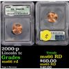 Image 1 : 2000-p Type 2 Reverse Lincoln Cent 1c Graded  GEM+ RD By ICG