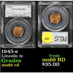 PCGS 1945-s Lincoln Cent 1c Graded  GEM+ RD By PCGS