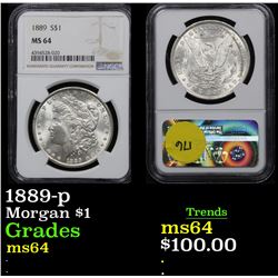 NGC 1889-p Morgan Dollar $1 Graded Choice Unc By NGC