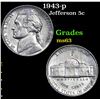 Image 1 : 1943-p Jefferson Nickel 5c Grades Select Unc