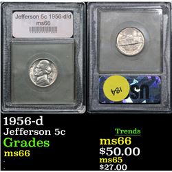 1956-d Jefferson Nickel 5c Graded GEM+ Unc By USCG