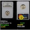 Image 1 : NGC 1943-s Jefferson Nickel 5c Graded GEM+ By NGC