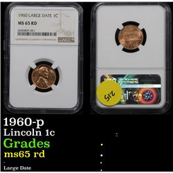 NGC 1960-p Large Date Lincoln Cent 1c Graded  GEM RD By NGC