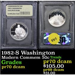 1982-S Washington Modern Commem Half Dollar 50c Graded GEM++ Proof Deep Cameo By USCG
