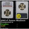 Image 1 : NGC 2007-d James Madison First Day Of Issue Presidential Dollar $1 Graded  GEM By NGC