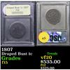 Image 1 : 1807 Draped Bust Large Cent 1c Graded f+ By USCG