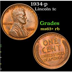 1934-p Lincoln Cent 1c Grades Select Unc BN