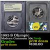 Image 1 : 1992-S Olympic Modern Commem Half Dollar 50c Graded GEM++ Proof Deep Cameo By USCG