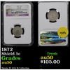 Image 1 : NGC 1872 Stacks W 57th St Collection Shield Nickel 5c Graded AU, Almost Unc By NGC