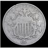 Image 2 : 1867 No Rays Shield Nickel 5c Grades vf++