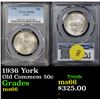 Image 1 : PCGS 1936 York Old Commem Half Dollar 50c Graded GEM+ By PCGS