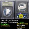 Image 1 : 1993-S Jefferson Modern Commem Dollar $1 Graded GEM++ Proof Deep Cameo By USCG