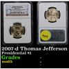 Image 1 : NGC 2007-d Thomas Jefferson Presidential Dollar $1 Graded  GEM By NGC
