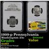 Image 1 : NGC 1999-p Pennsylvania Mint Error Reverse Struck Through Washington Quarter 25c Graded Select Unc B
