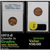 Image 1 : ANACS 1972-d Off Center Counting Wheel Damage Lincoln Cent 1c Graded  Unc Details By ANACS