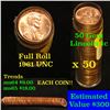 Image 1 : Uncirculated 1961-p Lincoln Cent 1c Roll, 50 pieces