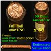 Image 1 : Uncirculated 1962-p Lincoln Cent 1c Roll, 50 pieces