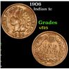 Image 1 : 1906 Indian Cent 1c Grades vf+