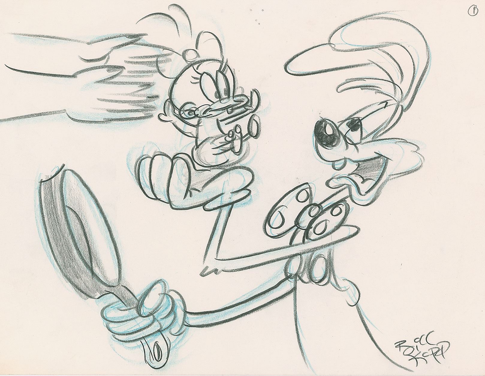 Roger Rabbit and Baby Herman production storyboard drawing from Tummy ...