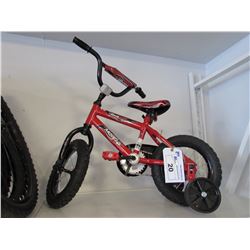 RED CHILDS MOVELO RUSH BIKE WITH TRAINING WHEELS