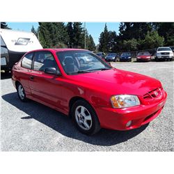 E6 --   2001 HYUNDAI ACCENT , Red , 178628  KM's
