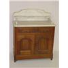 Image 1 : VICT. WALNUT MARBLE TOP COMMODE W/ RAISED PANEL DOORS 