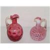 Image 1 : (2) CRUETS CRANBERRY OPALESCENT W/ FERN PATTERN a