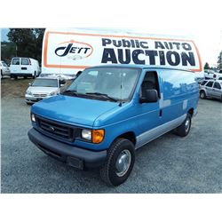 H3 --  2006 FORD ECONOLINE E250 , Blue , 140714  KM's "NO RESERVE"