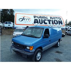 H4 --  2007 FORD ECONOLINE E250 , Blue , 170667  KM's "NO RESERVE"