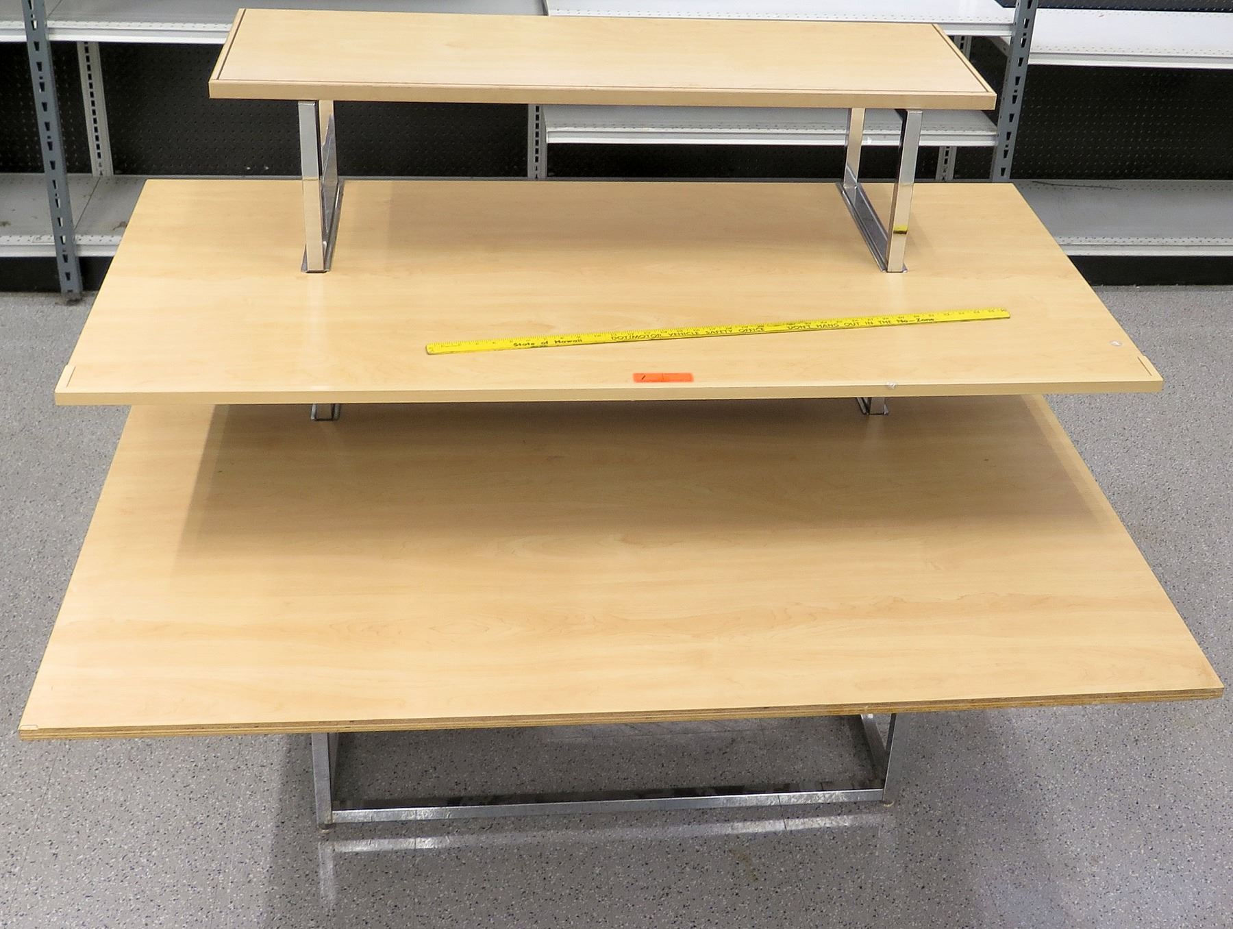 Wood & Chrome 3-Tier Retail Table Display Rack 62