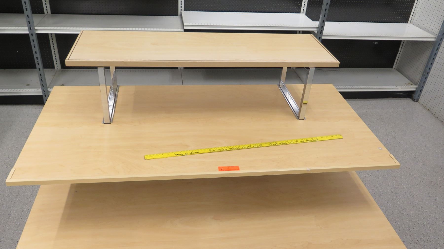 Wood & Chrome 3-Tier Retail Table Display Rack 62