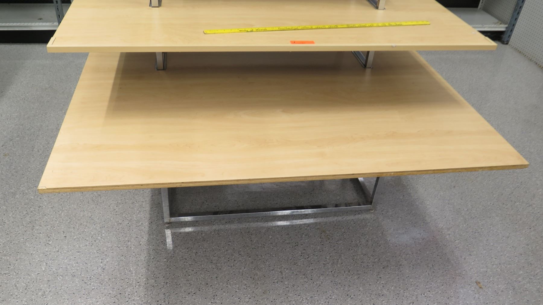 Wood & Chrome 3-Tier Retail Table Display Rack 62