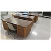 Image 2 : Qty 3 Wooden Desks w/ File Drawers & 1 Chair