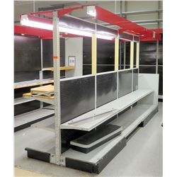 Customizable Black Pegboard & Metal Long Shelving w/ Overhead Light 3 panels, 46"W; 1 panel, 22"W