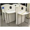 Image 1 : Qty 5 White Computer Kiosks, 4 Kiosks, 34"L x 19" D x 38.5"H; 1 Kiosk, 34"L x 19"D x 34"H