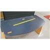 Image 2 : Wood w/ Blue Top Desk & Black Backboard 60"L x 20"D x 31"H; Backboard: 77"H