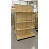 Image 2 : Qty 4 Slatwall Panel Wood & Chrome Adjustable Display Shelf Racks, Qty 2, 50.5"L x 39"D x 81"H; Qty 