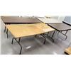 Image 1 : Qty 4 Long Folding Tables - 2 Wood Finish / 1 White / 1 Pressed Wood