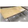 Image 2 : Qty 4 Long Folding Tables - 2 Wood Finish / 1 White / 1 Pressed Wood